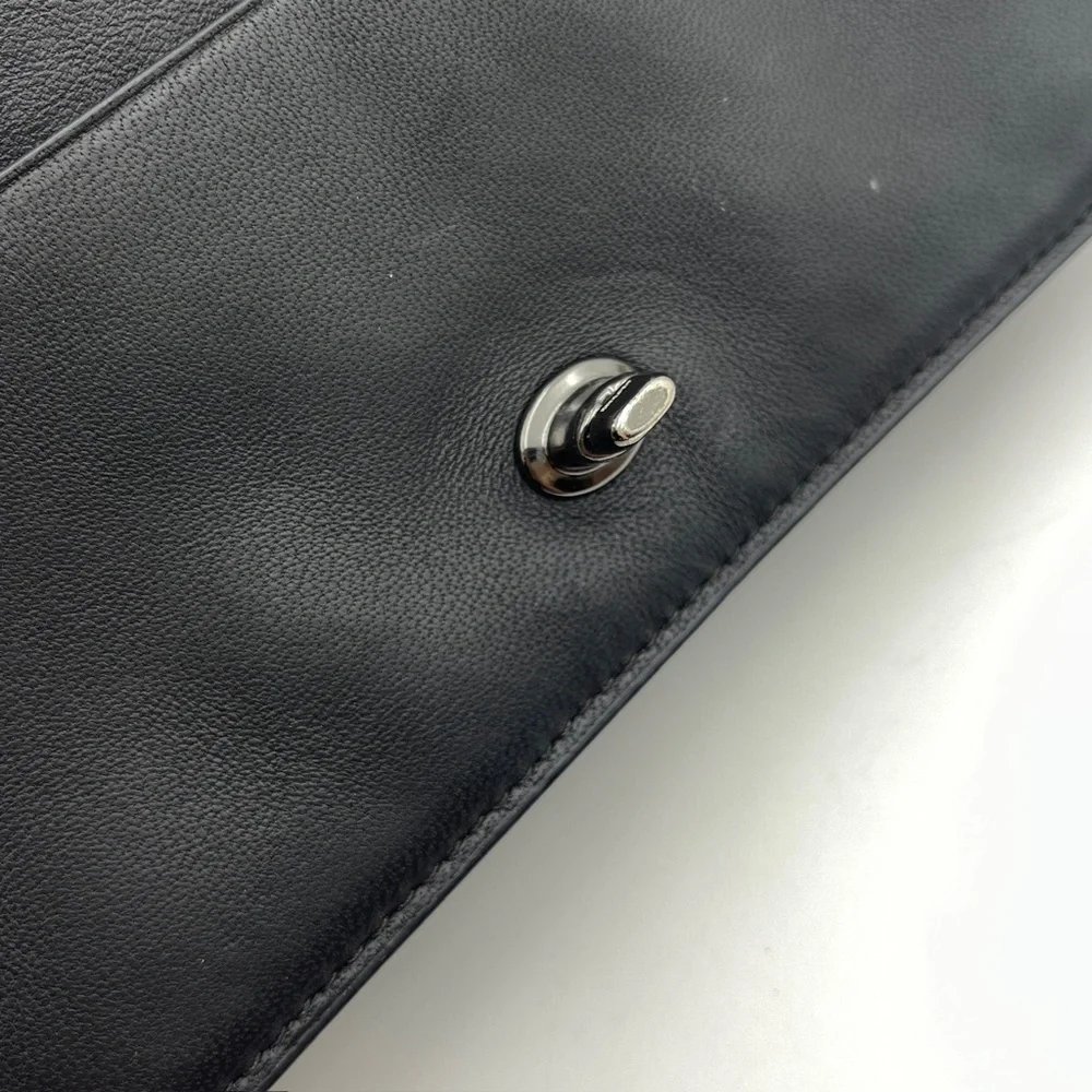 Coach foldover chain Clutch leather colorblock quilting rivets crossbody bag - Picture 12 of 15